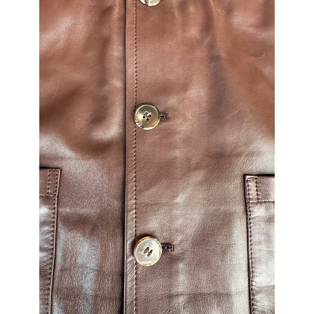 VTG Marco Pierguidi Italian Leather Jacket Mens Med Brown Car Chore Coat Italy⁠